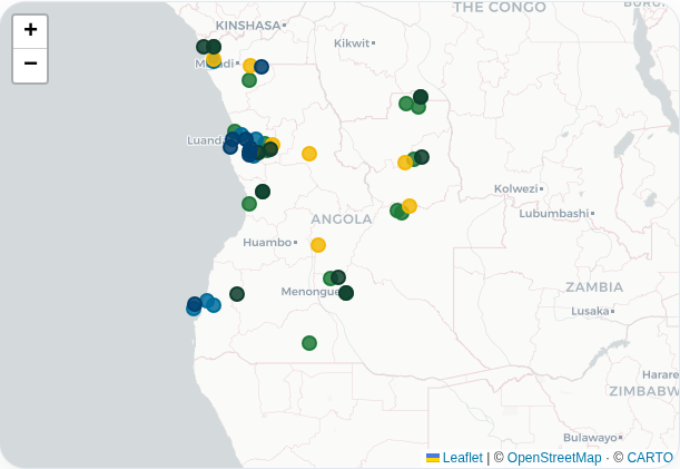 Mapa AgroPesca — cadastros por província